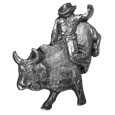 Bull Rider Antiqued Lapel Pin